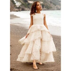 Joyfolie Mia Joy Azalea Cream Lace Tiered Youth Girl's Dress